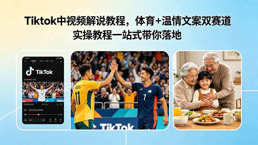 （18910期）Tiktok中视频解说教程，体育+温情文案双赛道实操教程一站式带你落地-179创客网
