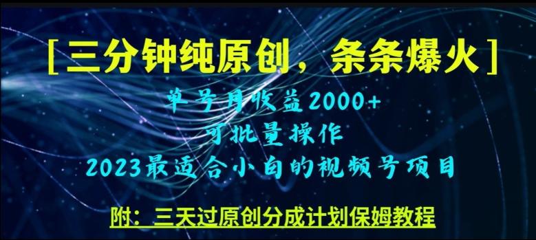 三分钟制作视频号纯原创，条条爆款，轻松月入过万【揭秘】-179创客网