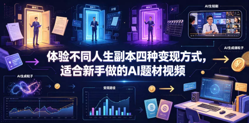 体验不同人生副本四种变现方式，适合新手做的AI题材视频-179创客网