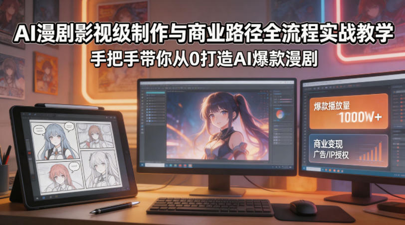 AI漫剧影视级制作与商业路径全流程实战教学，手带你从0打造AI爆款漫剧-179创客网