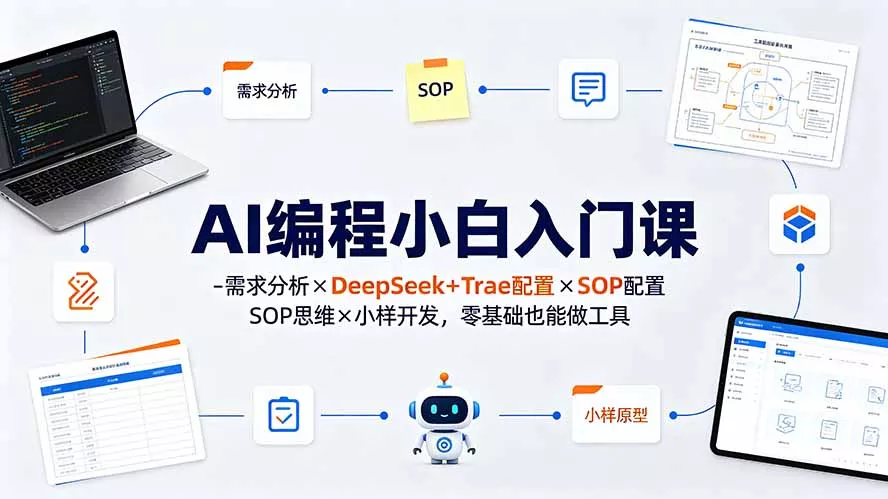 AI编程小白入门课-需求分析×DeepSeek+Trae配置×SOP思维×小样开发，零基础也能做工具-179创客网