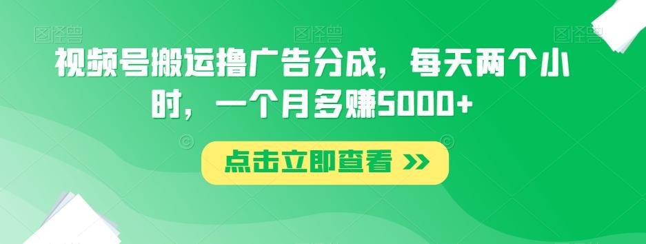 视频号搬运撸广告分成，每天两个小时，一个月多赚5000+-179创客网