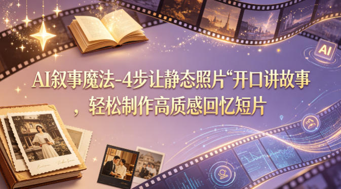 AI叙事魔法-4步让静态照片“开口讲故事”，轻松制作高质感回忆短片-179创客网