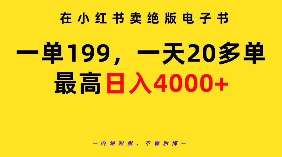 (9401期)在小红书卖绝版电子书，一单199 一天最多搞20多单，最高日入4000+教程+资料-179创客网