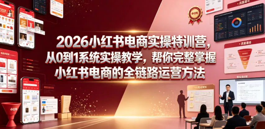 2026小红书电商实操特训营，从0到1系统实操教学，帮你完整掌握小红书电商的全链路运营方法-179创客网