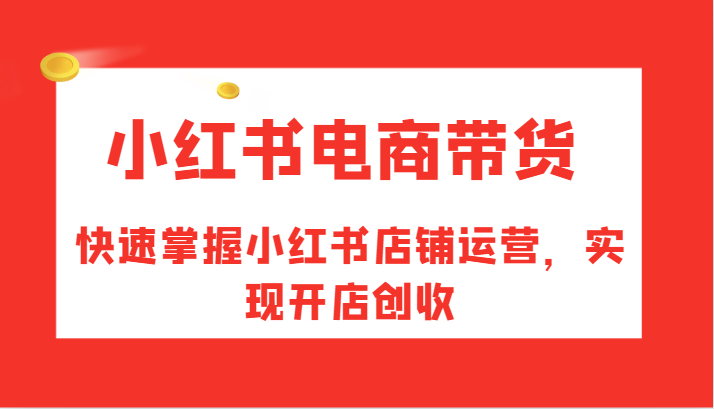 小红书电商带货，快速掌握小红书店铺运营，实现开店创收-179创客网