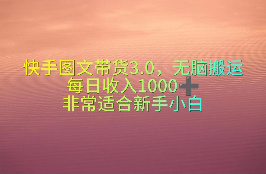 快手图文带货3.0，无脑搬运，每日收入1000＋，非常适合新手小白-179创客网
