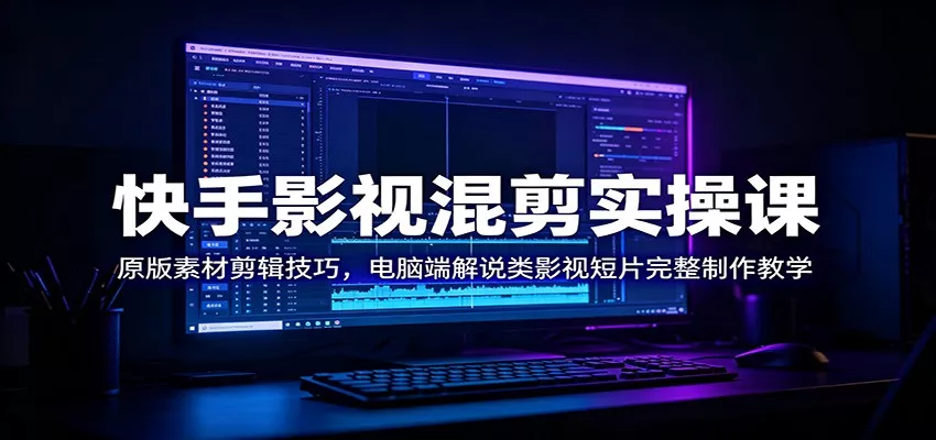 快手影视混剪实操课：原版素材剪辑技巧，电脑端解说类影视短片完整制作教学-179创客网