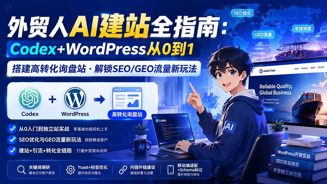 （19818期）外贸人AI建站全指南：Codex+WordPress从0到1·搭建高转化询盘站·解锁SEO/GEO流量新玩法-更新-179创客网