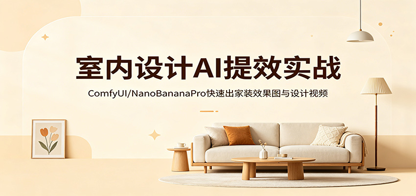 室内设计AI提效实战：ComfyUI/NanoBananaPro快速出家装效果图与设计视频-179创客网
