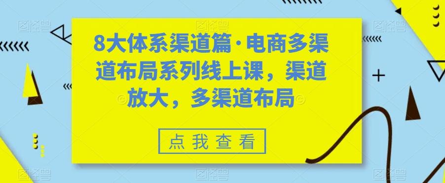 8大体系渠道篇·电商多渠道布局系列线上课，渠道放大，多渠道布局-179创客网