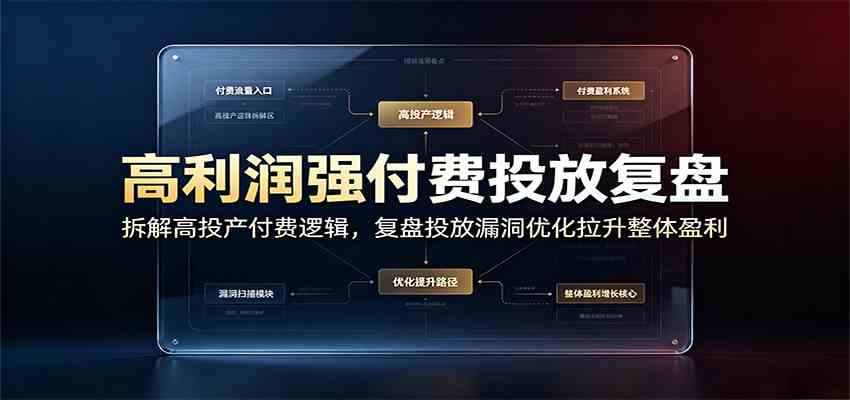 高利润强付费投放复盘：拆解高投产付费逻辑，复盘投放漏洞优化拉升整体盈利-179创客网