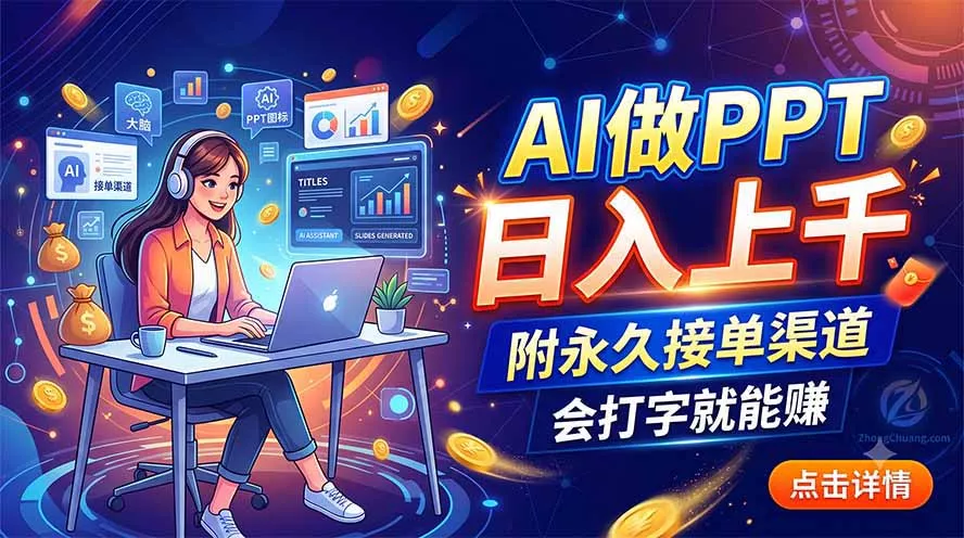 AI做PPT日入上千，附永久接单渠道，会打字就能赚-179创客网