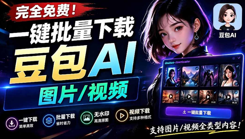 Github最新发布！一键批量下载豆包AI无水印图片/视频，简单易用，自动解析提示词-179创客网
