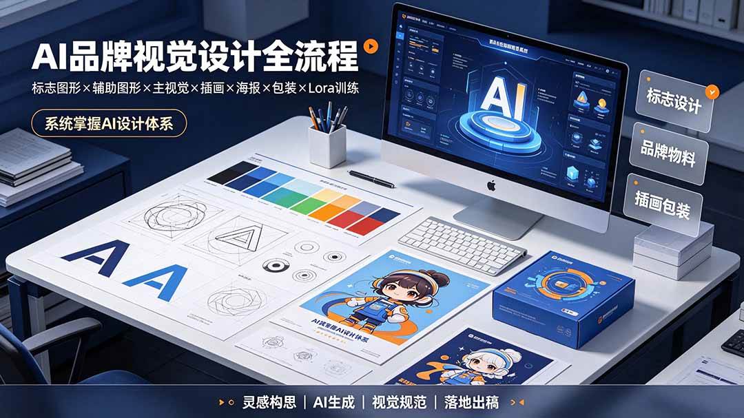 （19372期）AI品牌视觉设计全流程：标志图形×辅助图形×主视觉×插画×海报×包装×Lora训练，系统掌握AI设计体系-179创客网