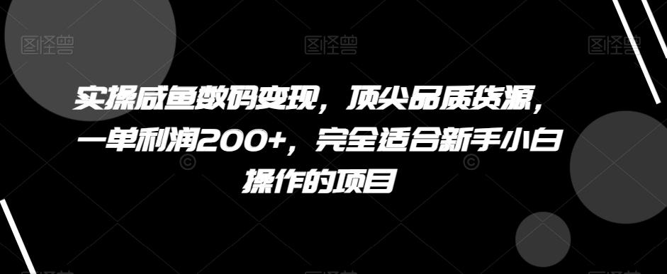 实操咸鱼数码变现，顶尖品质货源，一单利润200+，完全适合新手小白操作的项目【揭秘】-179创客网