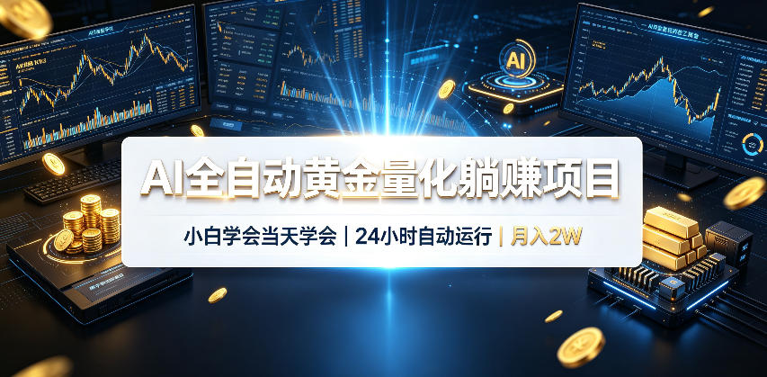 AI全自动黄金量化躺賺项目，小白学会当天学会，24小时自动运行，月入2W！【揭秘】-179创客网