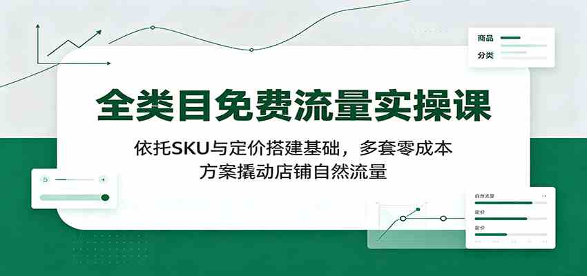 全类目免费流量实操课：依托SKU与定价搭建基础，多套零成本方案撬动店铺自然流量-179创客网