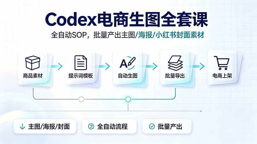 （19256期）Codex电商生图全套课｜全自动SOP，批量产出主图/海报/小红书封面素材-179创客网