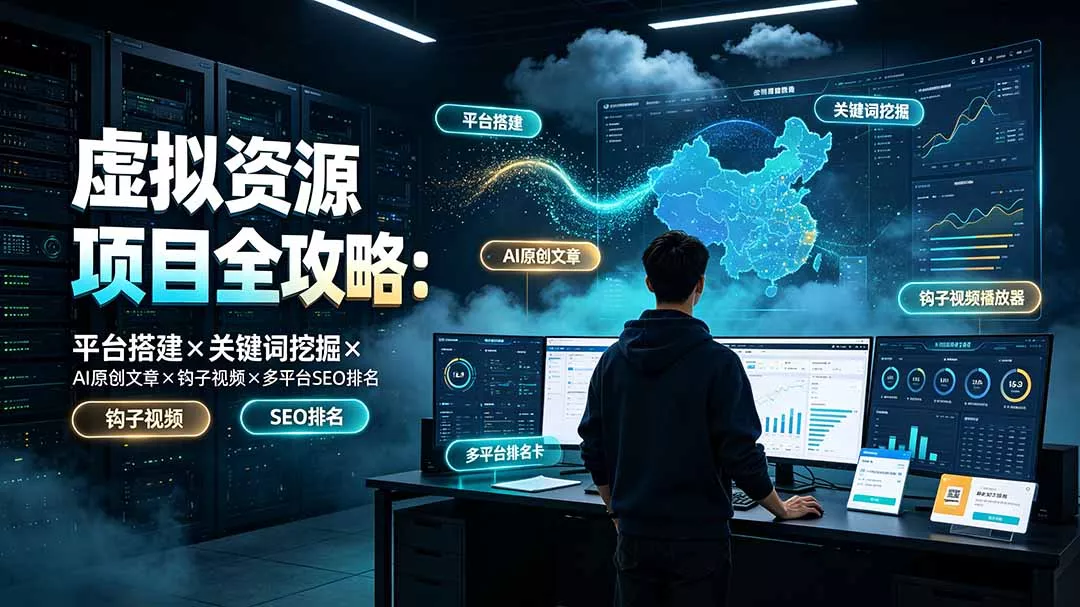 虚拟资源项目全攻略：平台搭建×关键词挖掘×AI原创文章×钩子视频×多平台SEO排名-179创客网