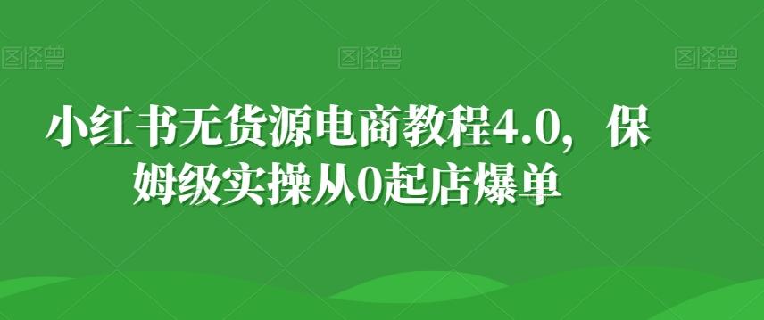 小红书无货源电商教程4.0，保姆级实操从0起店爆单【拆解】-179创客网
