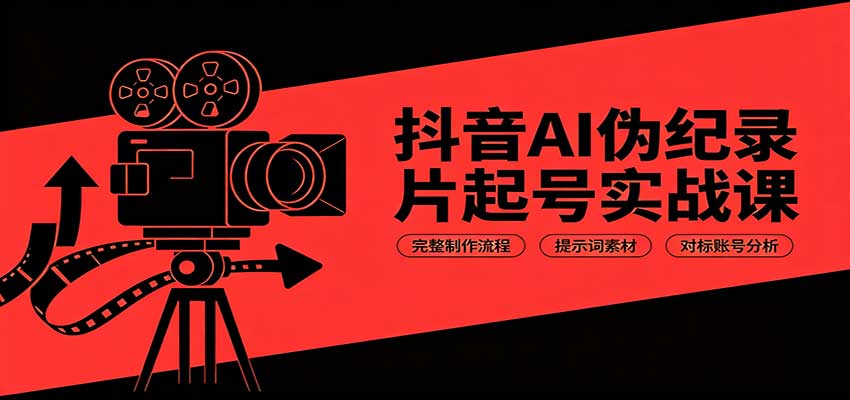 抖音AI伪纪录片起号实战课：完整制作流程，提示词素材，对标账号分析-179创客网