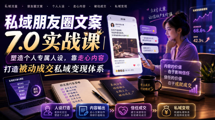 私域朋友圈文案7.0实战课｜塑造个人专属人设，靠走心内容打造被动成交私域变现体系-179创客网