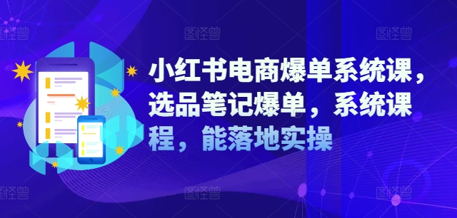 小红书电商爆单系统课，选品笔记爆单，系统课程，能落地实操-网创资源