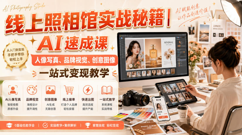 线上照相馆实战秘籍｜AI速成课，人像写真、品牌视觉、创意图像一站式变现教学-179创客网
