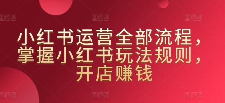 小红书运营全部流程，掌握小红书玩法规则，开店赚钱-179创客网
