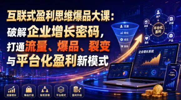 互联式盈利思维爆品大课：破解企业增长密码，打通流量、爆品、裂变与平台化盈利新模式-179创客网