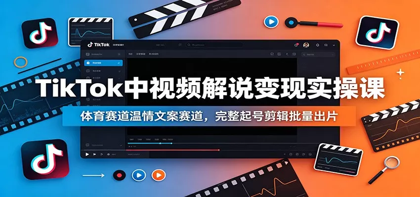 TikTok中视频解说变现实操课：体育赛道温情文案赛道，完整起号剪辑批量出片-179创客网