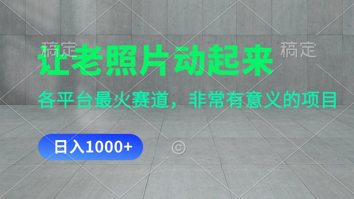 让老照片动起来，一天变现1000+，各平台最火赛道，看完就会-179创客网