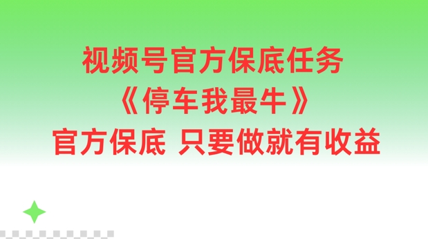 视频号官方保底任务，停车我最牛，官方保底只要做就有收益【揭秘】-179创客网