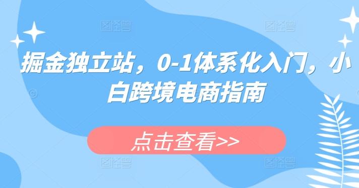 掘金独立站，0-1体系化入门，小白跨境电商指南-179创客网
