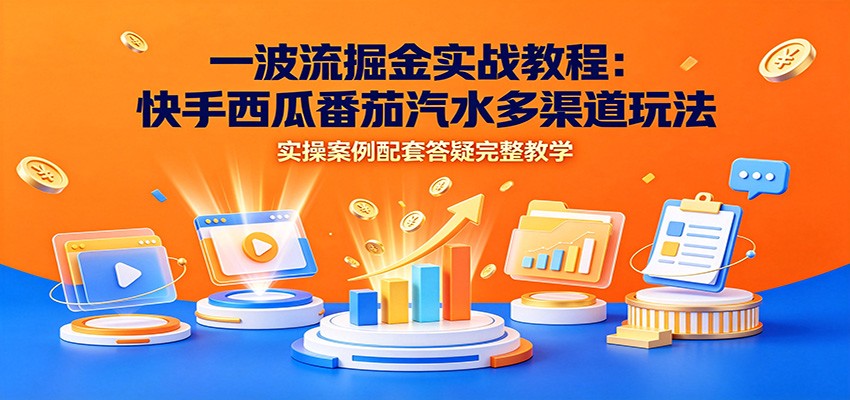 一波流掘金实战教程：快手西瓜番茄汽水多渠道玩法，实操案例配套答疑完整教学-179创客网