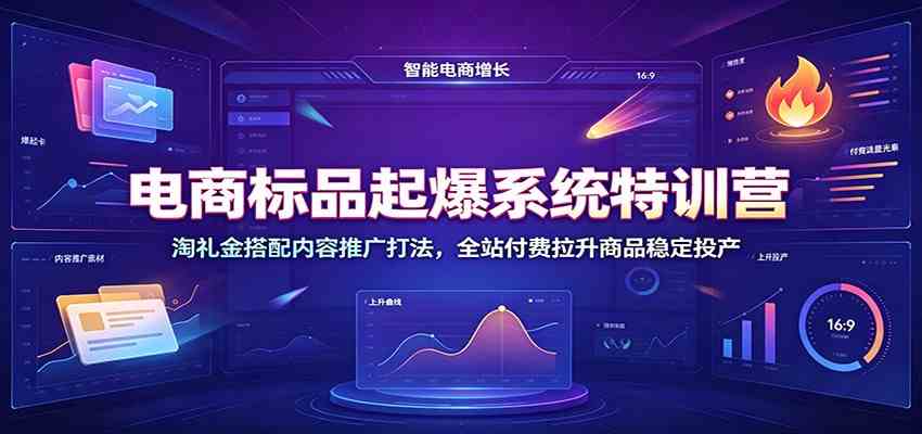电商标品起爆系统特训营：淘礼金搭配内容推广打法，全站付费拉升商品稳定投产-179创客网
