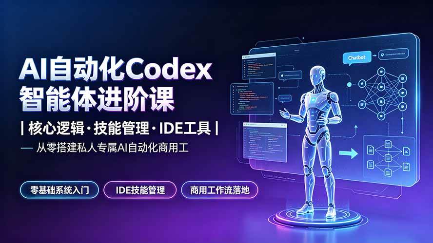 （19245期）AI自动化Codex智能体进阶课｜核心逻辑·技能管理·IDE工具｜从零搭建私人专属AI自动化商用工作流-179创客网