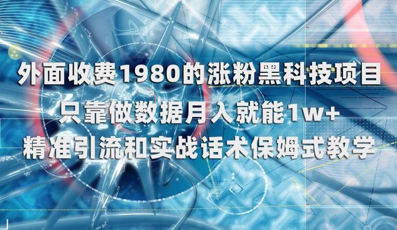 外面收费1980的涨粉黑科技项目，只靠做数据月入就能1w+【揭秘】-179创客网