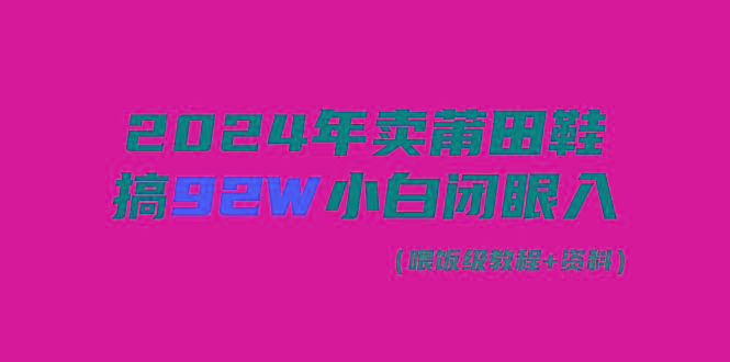 (9329期)2024年卖莆田鞋，搞了92W，小白闭眼操作！-179创客网