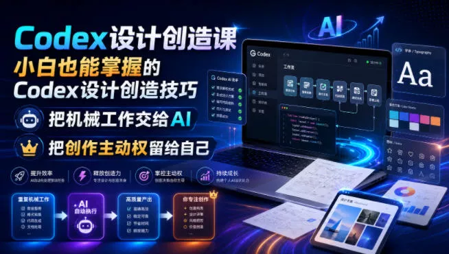 Codex设计创造课，小白也能掌握的Codex设计创造技巧，把机械工作交给AI，把创作主动权留给自己-179创客网