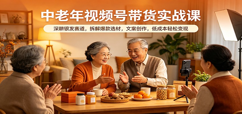 中老年视频号带货实战课：深耕银发赛道，拆解爆款选材，文案创作，低成本轻松变现-179创客网