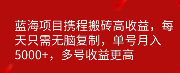 携程搬砖项目，只需每天无脑复制，月入5000+-179创客网