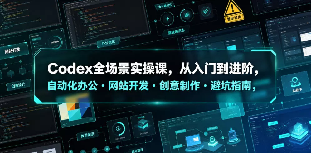 Codex全场景实操课，从入门到进阶，自动化办公・网站开发・创意制作・避坑指南，全流程教学-179创客网