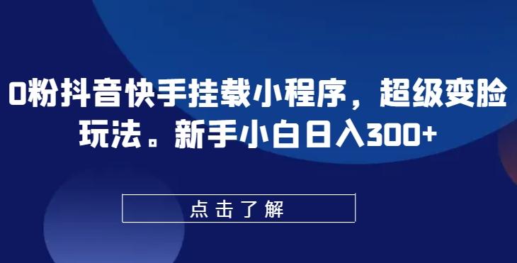 0粉抖音快手挂载小程序，超级变脸玩法，新手小白日入300+【揭秘】-179创客网