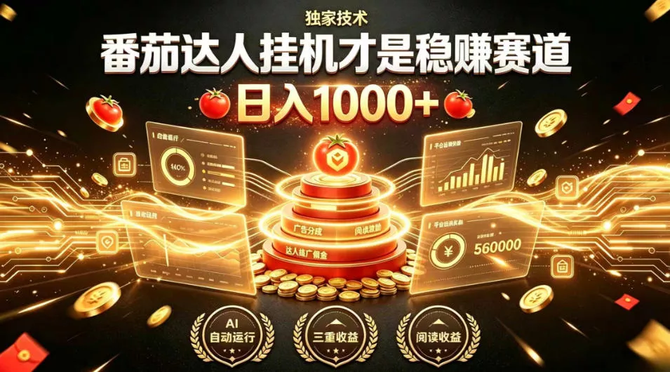 别再瞎找副业！番茄达人挂G才是稳賺赛道，日入1000+，全程傻瓜式操作，可矩阵放大【揭秘】-179创客网