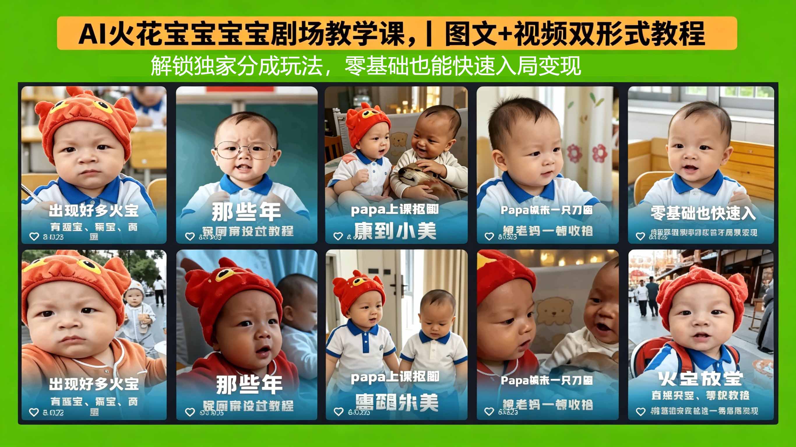 AI火花宝宝宝宝剧场教学课，图文+视频双形式教程，解锁独家分成玩法，零基础也能快速入局变现-179创客网