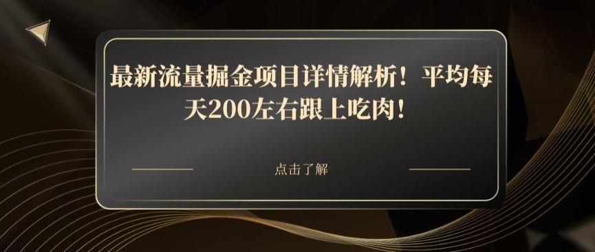 最新流量掘金项目详情解析！平均每天200左右跟上吃肉！-179创客网