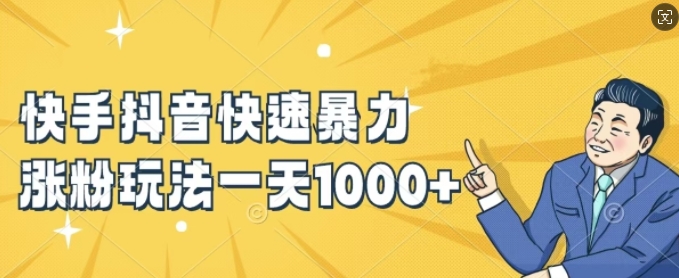 快手抖音快速暴力涨粉玩法，新手小白也能学会，一天1k+【揭秘】-179创客网