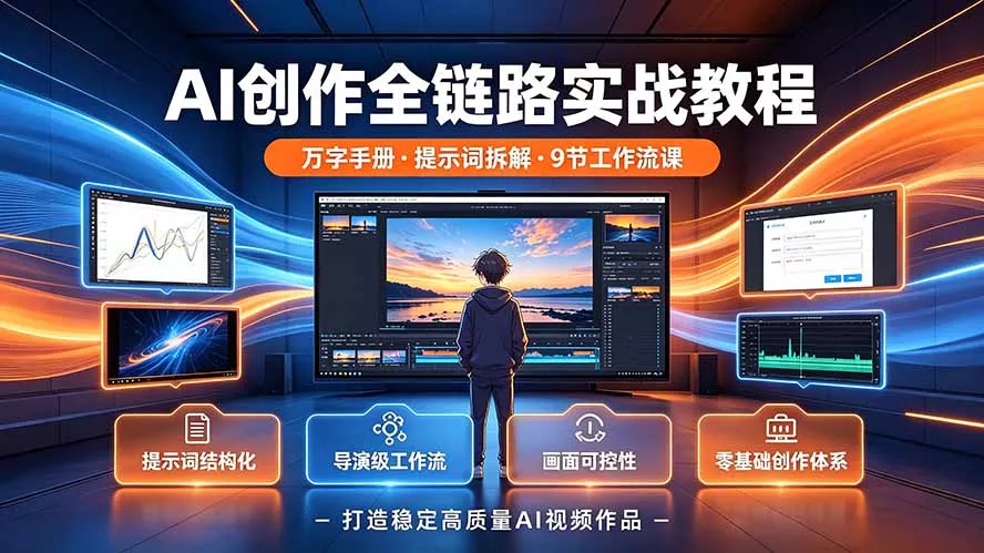 AI创作全链路实战教程｜万字手册·提示词拆解·9节工作流课，打造稳定高质量AI视频作品-179创客网